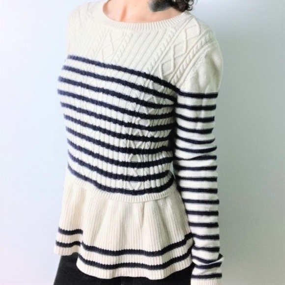 Talbots Sweaters - Talbots Sweater Pullover Knit Peplum Stripes L